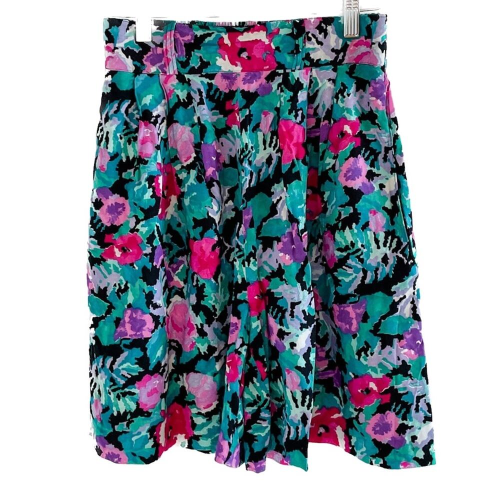 Tracy Evans vintage 80s floral high-rise pull on shorts w/ pockets size XS / S